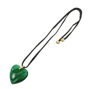 Baccarat Crystal Metal Heart Necklace Green